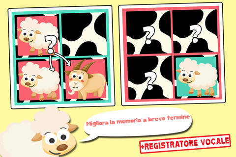 Play with Farm Animals Cartoon Memo Game for toddlers and preschoolers screenshot 2