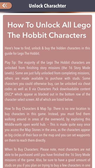 【免費教育App】Guide + Cheats for Lego The Hobbit - Character,levels & Achievements-APP點子