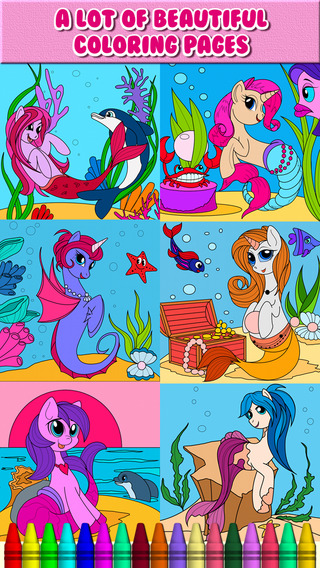 【免費遊戲App】Pony Mermaid Games For Girls: My Little Coloring Book for Kids-APP點子