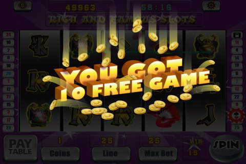 Rich And Famous Casino Slots - Enjoy The Exuberance Of Sin City In Your Hands screenshot 3