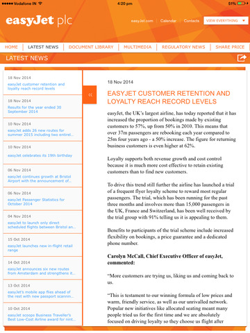 easyJet Investor Relations App screenshot 2