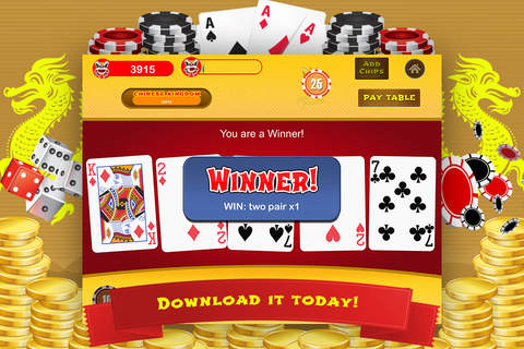 Chinese Video Poker Kingdom FREE screenshot 2
