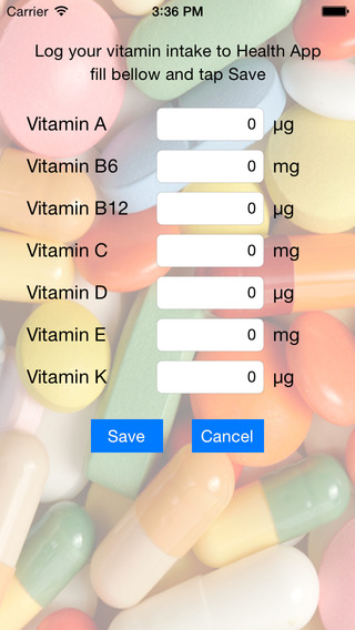 Vitamin Logger - Log your vitamin intake into Health App