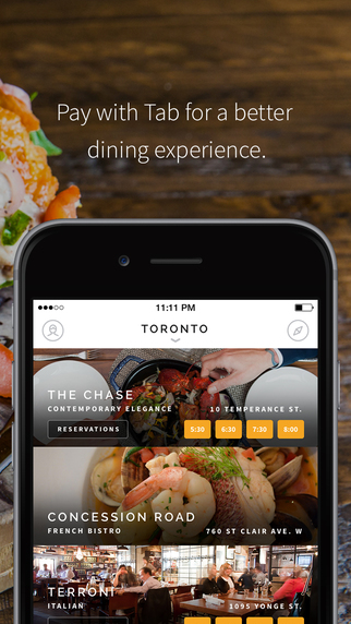 Tab: Mobile Payments and Reservations for Dining