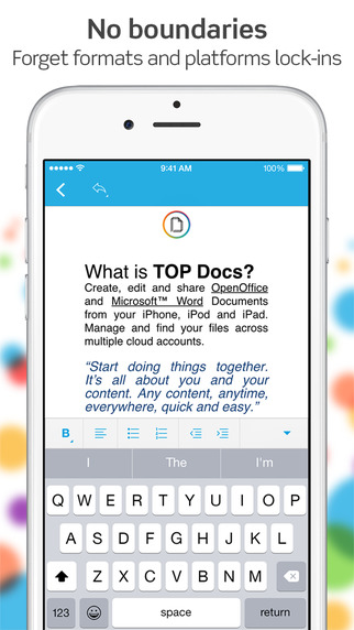 【免費生產應用App】TOP Docs - OpenOffice Text & Microsoft Word Documents Editor and Cloud Files Manager (odt/docx)-APP點子