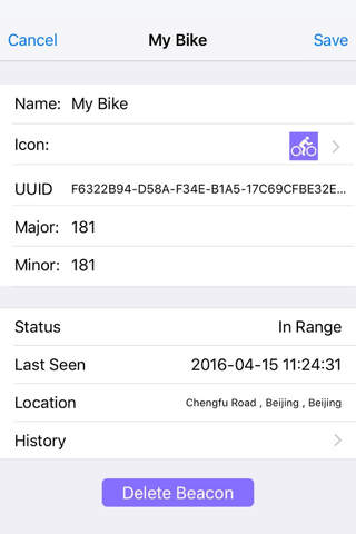 BeaconGo Bike Assistant - Find your bicycle using iBeacon screenshot 2