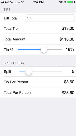 Tip Calculator - with check split