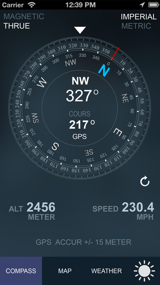 Trip Compass GPS Wheather Flashlight Map Speedometer Altimeter Course