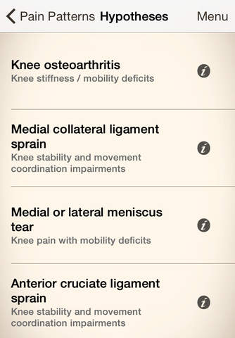 Clinical Pattern Recognition: Knee pain screenshot 2