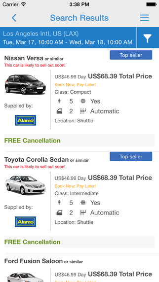 rentalcars.com - Car hire App. Worldwide car rental made easy
