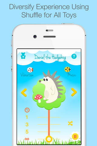 Baby Music Toy - Awesome App for iPhone that includes 9 unique characters with their own melodies, shuffle, timer and super vibration functions for your child's entertainment and amusement screenshot 2