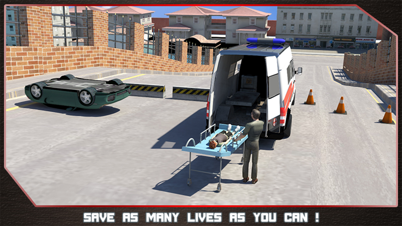 911救援救护面包车 - 驱动手忙脚乱的医疗急救停车场