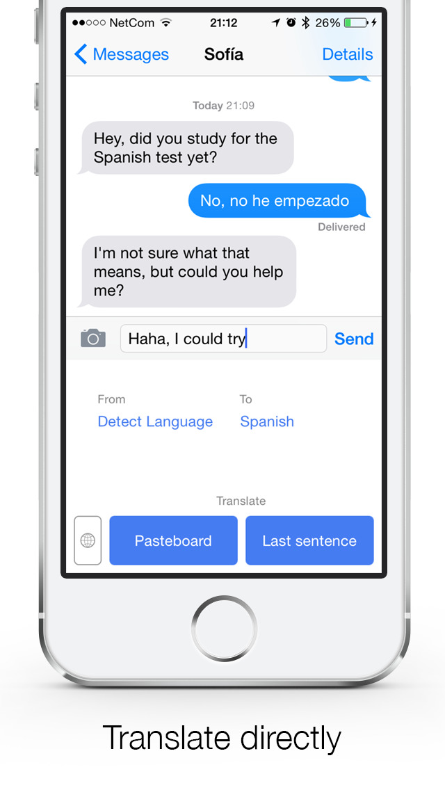 TransKey inline translator keyboard screenshot
