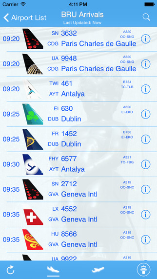 Brussels Airport - iPlane Vluchtinformatie