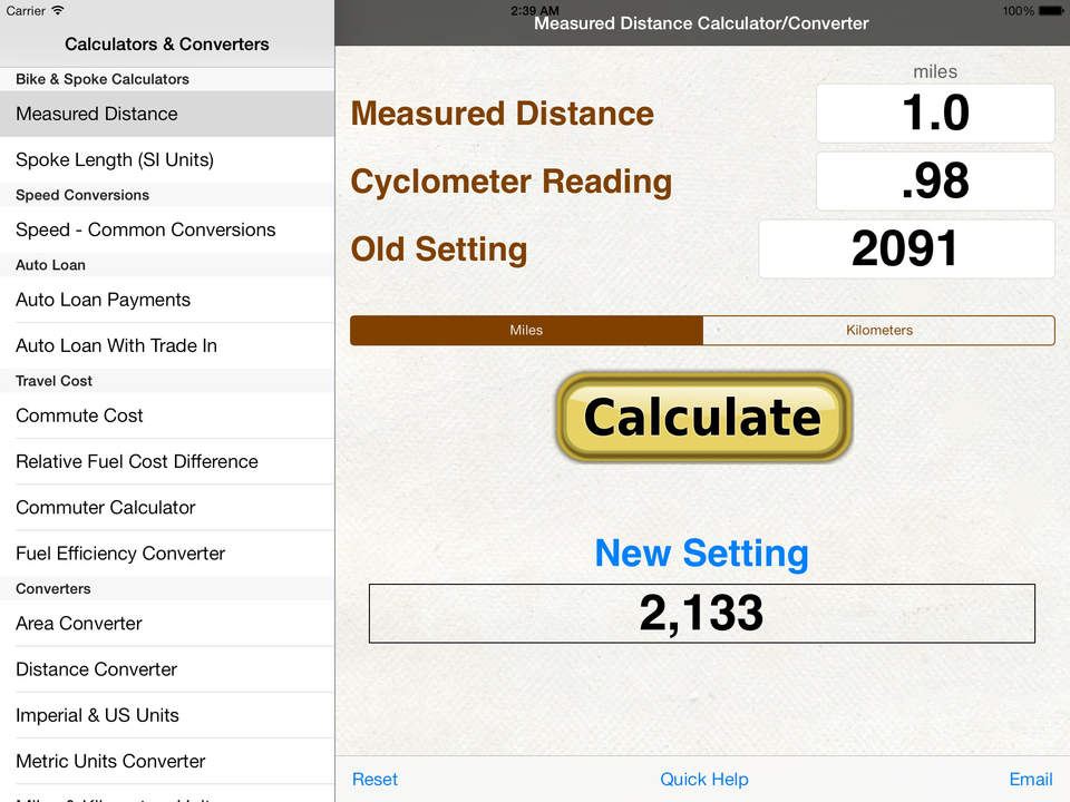 Bicycle Spoke Calculator, Measured Mile & Speed Converter (MPH, KPH