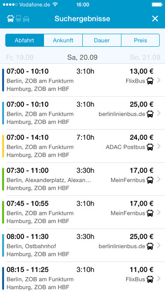 Busliniensuche - Fernbus App