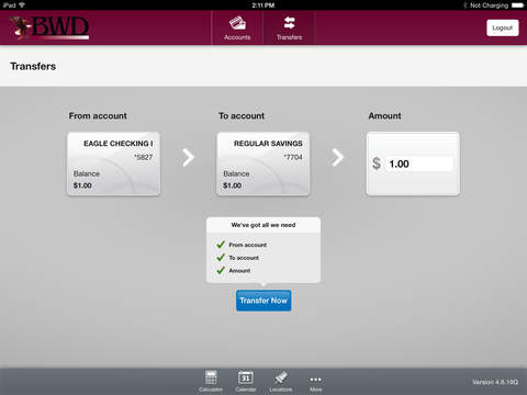 Bank of Wisconsin Dells Mobile for iPad screenshot 4
