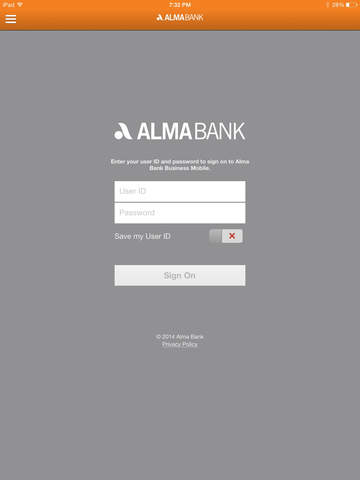 Alma Bank Business Mobile for iPad