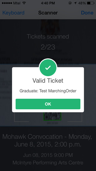 MarchingOrder Ticket Scan