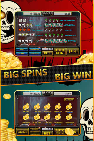 Slot Machine and Poker Tattoo Skulls “ Mega Casino Slots Edition ” Free screenshot 2