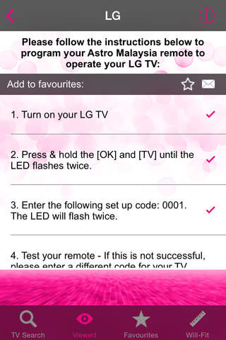 Remote Controller Codes for Astro Malaysia screenshot 2