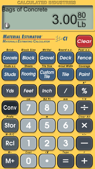 Material Estimator -- Feet Inch Fraction Construction Math and Building Materials Estimating Calcula