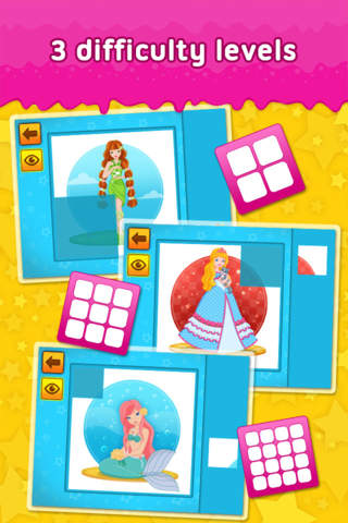 Princesses, Mermaids and Fairies: 2 - puzzle game for little girls and preschool kids - Free screenshot 2