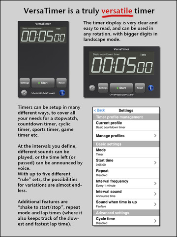 【免費生產應用App】VersaTimer- countdown timer and stopwatch with intervals and speech for sporting events, tournaments and gaming-APP點子