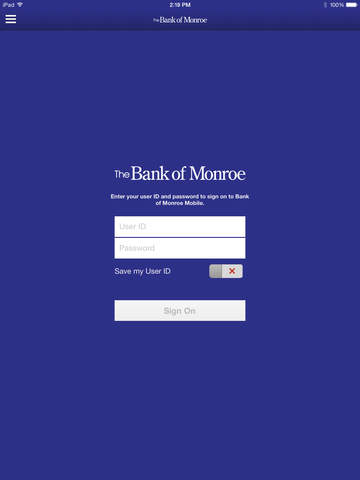 Bank of Monroe Mobile for iPad