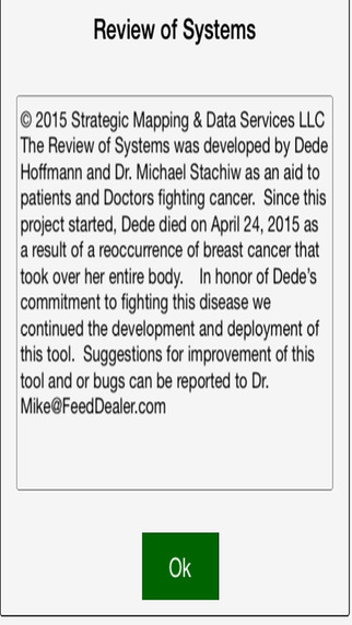 Cancer Review of Systems