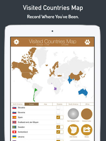 【免費旅遊App】Visited Countries Map - World Travel Log for Marking Where You Have Been-APP點子