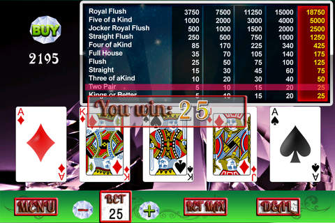 A 4 Aces Diamond VideoPoker screenshot 4