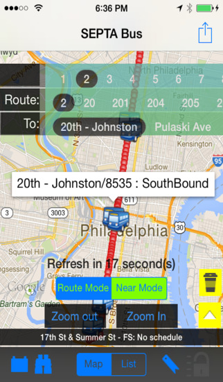 SEPTA Instant Route and Bus Finder + Street View + Coffee Shop Finder