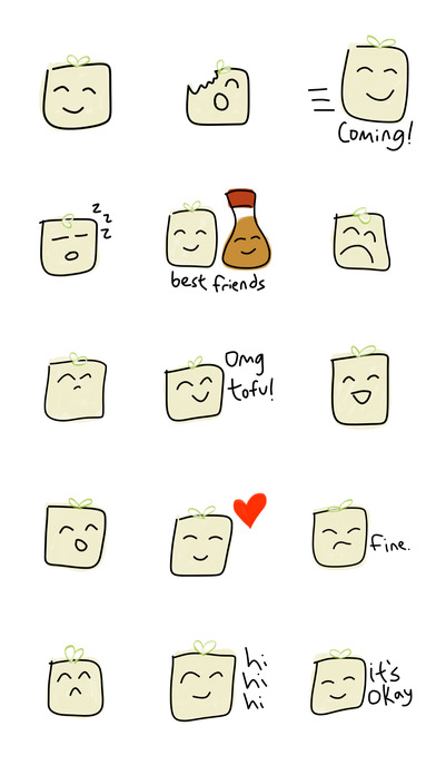 Tofu by mDeltaV - cute food stickers for iMessage screenshot 2