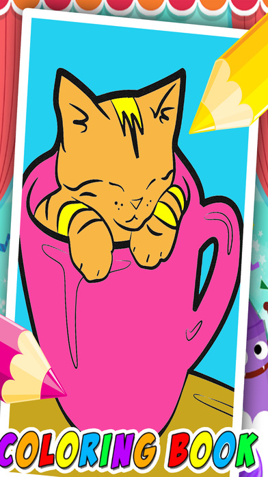 Pep Cat Coloring Page Game Educational Free screenshot 2