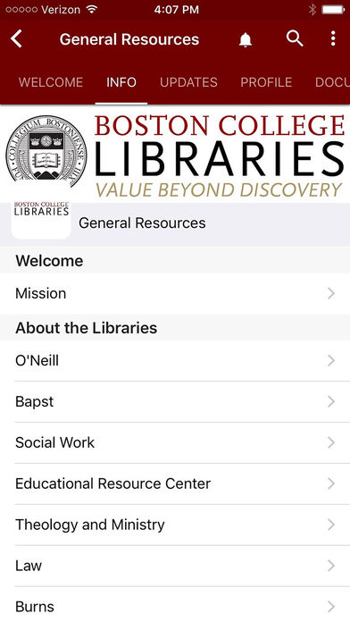 Boston College Libraries screenshot 2