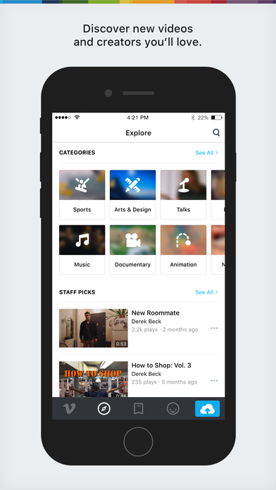 Screenshots of Vimeo for iPhone