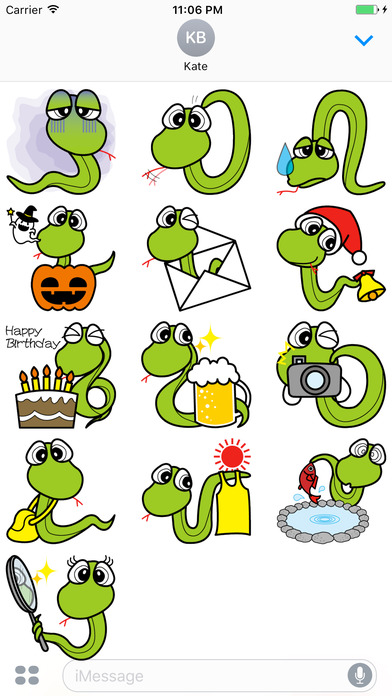 Leo The Funny Green Snake Sticker screenshot 3