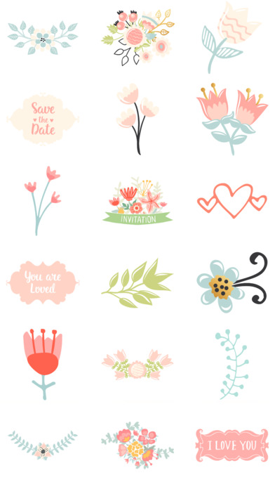 Love Sticker Collection. Romantic Floral Ornaments screenshot 3