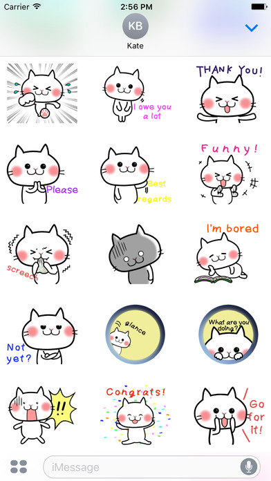 The Funny White Cat Stickers for iMessage screenshot 2