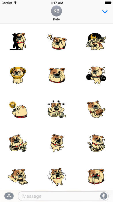 So So Cute Bulldog Stickers screenshot 2