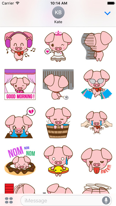 Tutu the cute pinky piglet for iMessage Sticker screenshot 2