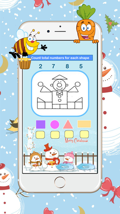 Kindergarten Math Color Number Shapes Worksheets screenshot 3