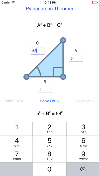 Pythagorean Theorem Calc screenshot 3