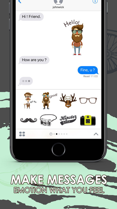 Hipster Style Emoticons Stickers for iMessage screenshot 2