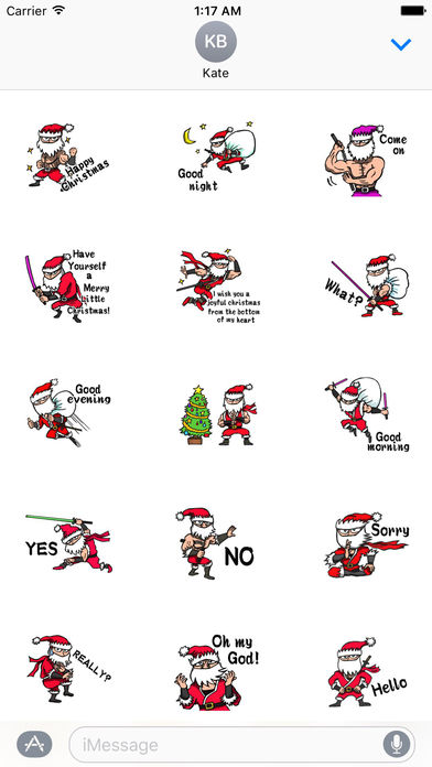 Stickers Of Funny Ninja Santa Claus screenshot 3
