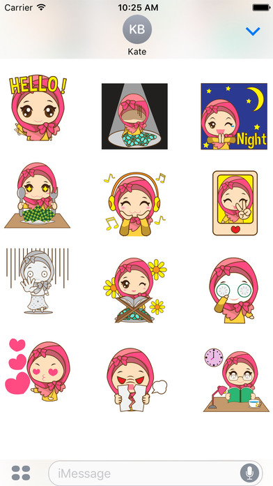 Dinda, girl with pretty hijab for iMessage Sticker screenshot 2