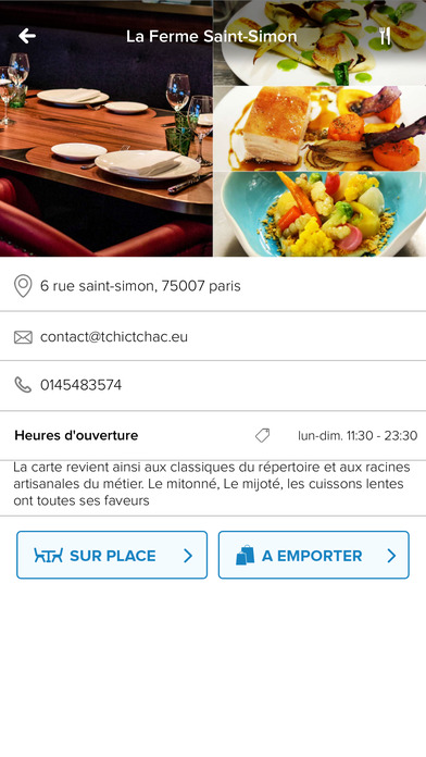 Tchic Tchac - réservation, commande de plats et pa screenshot 2