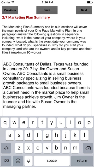 Marketing Plan Snapshot screenshot 2