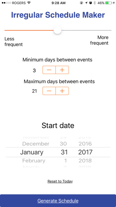 Irregular Schedule Maker screenshot 2